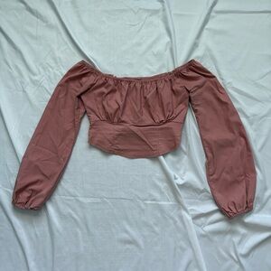 Y2K Windsor Mauve Cropped Off-Shoulder Blouse